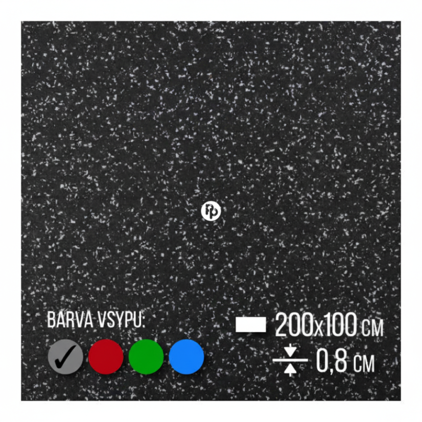 Zátěžová podložka FitFloor pod posilovací stroje a činky 2000x1000x8mm šedý vsyp