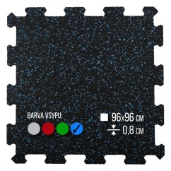 Zátěžová podložka FitFloor Puzzle pod posilovací stroje a činky 956x956x8mm modrý vsyp