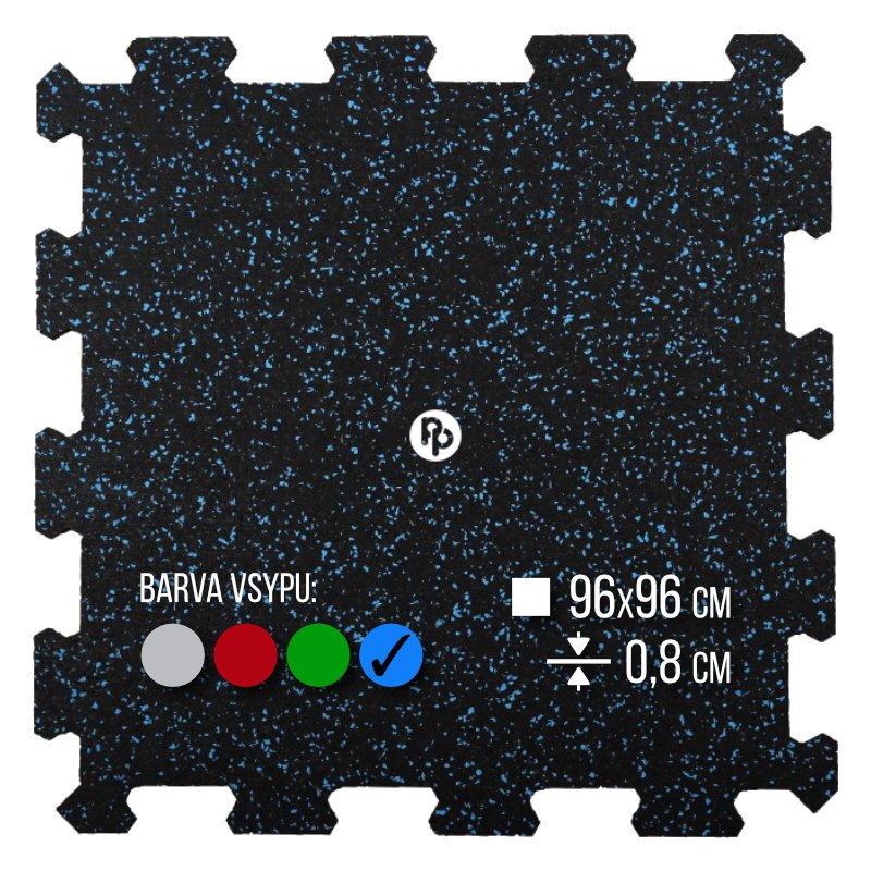 Zátěžová podložka FitFloor Puzzle pod posilovací stroje a činky 956x956x8mm modrý vsyp