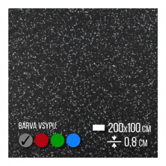 Zátěžová podložka FitFloor pod posilovací stroje a činky 2000x1000x8mm šedý vsyp