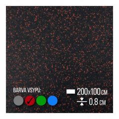 Zátěžová podložka FitFloor pod posilovací stroje a činky 2000x1000x8mm červený vsyp