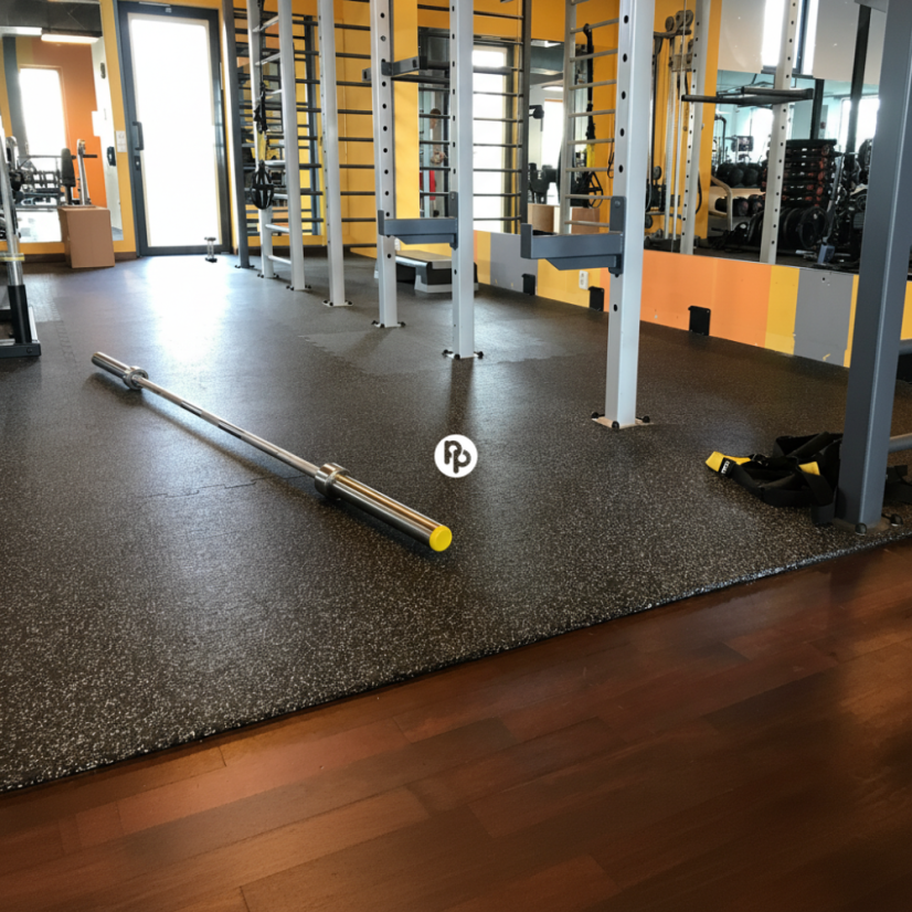 Zátěžová podložka FitFloor Puzzle pod posilovací stroje a činky 956x956x8mm šedý vsyp