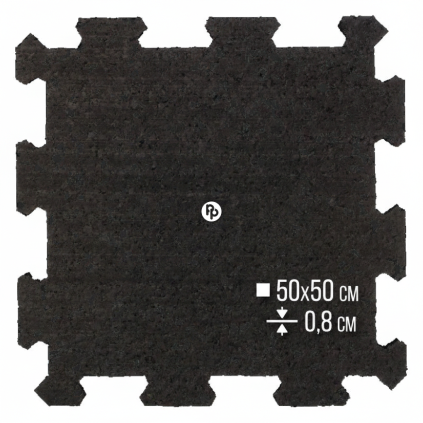 Zátěžová podložka FitFloor Puzzle pod posilovací stroje a činky 500x500x8mm černá