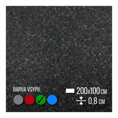 Zátěžová podložka FitFloor pod posilovací stroje a činky 2000x1000x8mm zelený vsyp