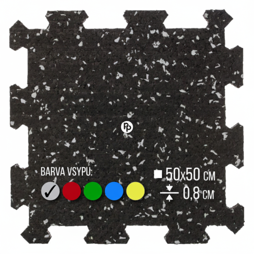 Zátěžová podložka FitFloor Puzzle pod posilovací stroje a činky 500x500x8mm šedý vsyp