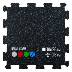 Zátěžová podložka FitFloor Puzzle pod posilovací stroje a činky 956x956x8mm modrý vsyp
