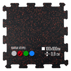 Zátěžová podložka FitFloor Puzzle pod posilovací stroje a činky 1000x1000x8mm červený vsyp
